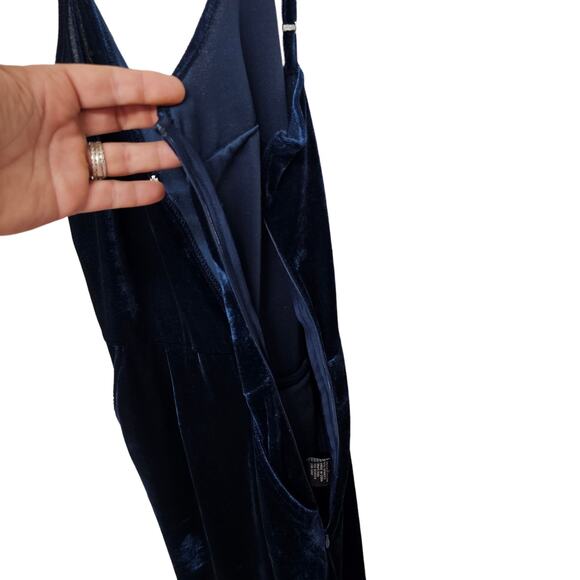 Toxik3 Womens Jumpsuit Large Velvet Y2K Royal Blue Holiday Skinny Fit Catsuit - Picture 5 of 9